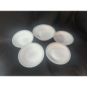 Set of 5 Corelle by Corning ROSEMARIE 6¼" Soup Cereal Bowls Double Green Stripe